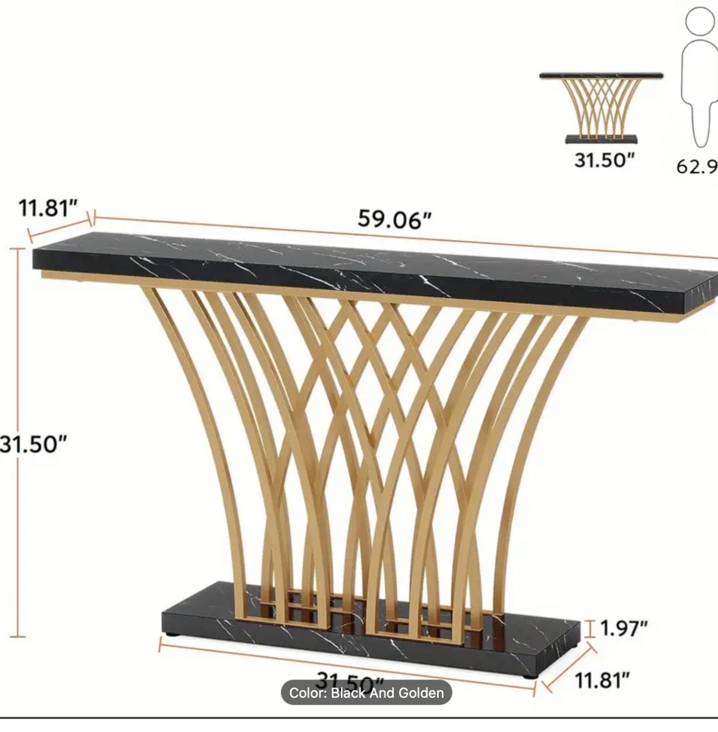 CarlErik Konsolbord – Modern Entrédesign med Rutformad Guldmetall & Marmoryta