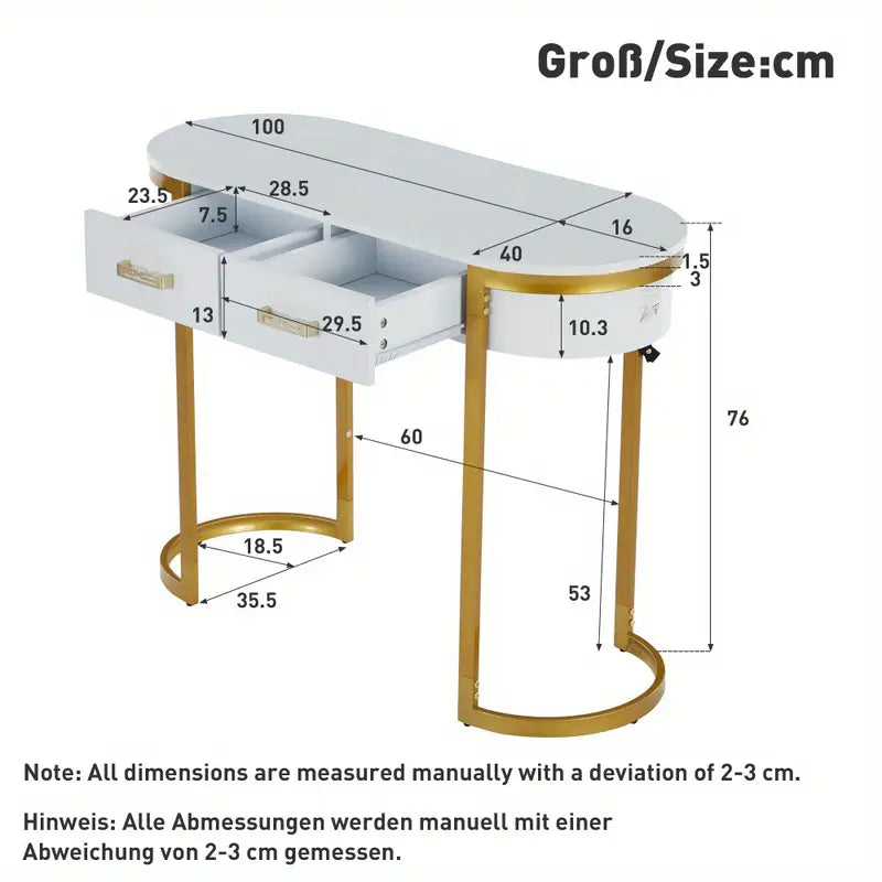 Minimalistisk Konsolbord – Glansigt Vitt & Gyllene Accentbord